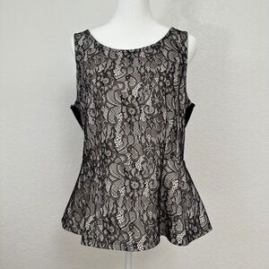 Elle Sleeveless Peplum‎ Top Women Large Black Lace Fairy Coquette Whimsigoth